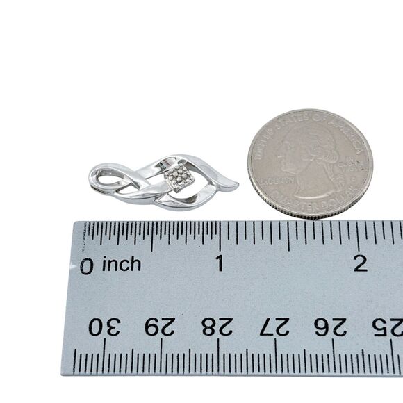 Twisted Ribbon | Diamond 0.05ctw Accent Pendant | Vintage Sterling Silver 925 - Picture 6 of 6